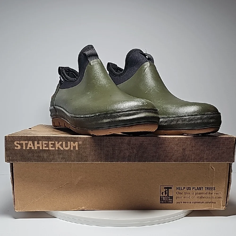 NWT Staheekum Men's Waterproof Neoprene Ankle Rain Boot Olive Green Black 10